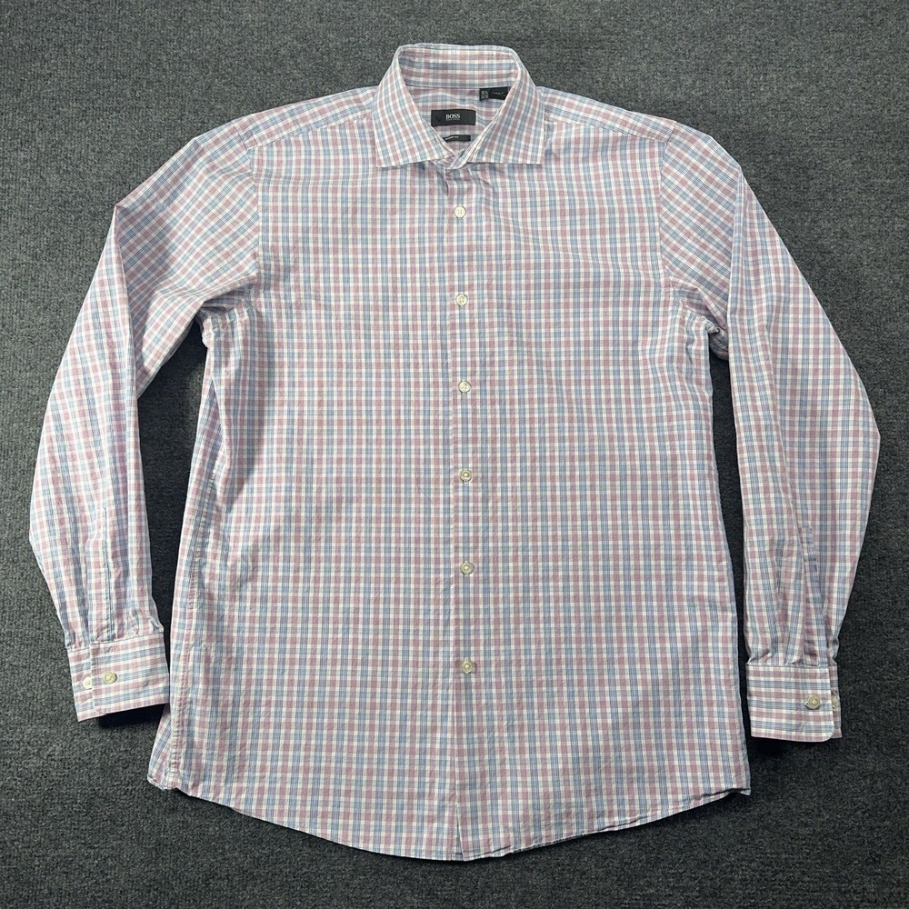 Mens Boss Hugo Boss Sharp Fit Long Sleeve Button Down Dress Shirt 16 1/2 34/35
